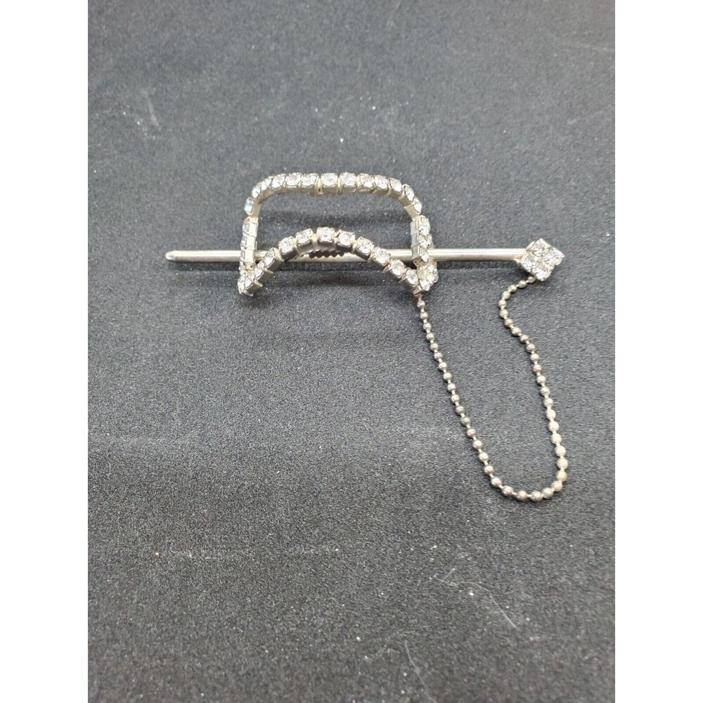 Vintage 1940s 1950s Silver Tone Rhinestone Bun Clip Ponytail Barrette